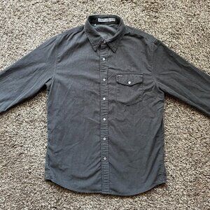 CRIQUET Corduroy Pearl Snap button down western LS shirt, Charcoal, Mens Medium